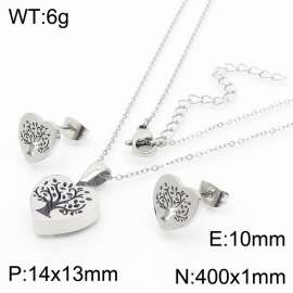 400mm Women Necklace&Earrings Jewelry Set with Hollowed Tree Pattern