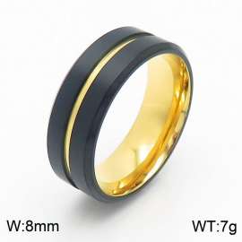Black gold stainless steel ring for men