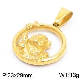 Gold Plated Panda Pendant Stainless Steel Necklace Jewelry Accessory