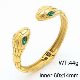 316L stainless steel cast C-shaped spring opening snake shaped gold bracelet