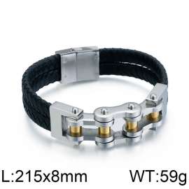Gold leather locomotive magnet buckle bracelet