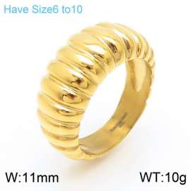 Unisex Casual Gold-Plated Stainless Steel Regular Stripes Jewelry Ring