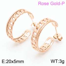 Stainless steel C-shaped layered women's rose-gold earrings