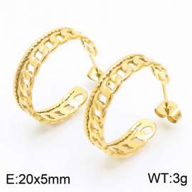 Stainless steel C-shaped layered women's gold earrings