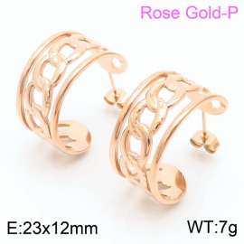 Stainless steel minimalist style special shape pendant women's rose gold earrings