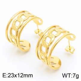 Stainless steel minimalist style special shape pendant women's gold earrings