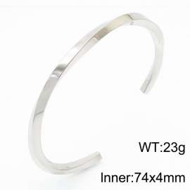 Stainless steel simple and fashionable C-shaped adjustable opening charm silver bracelet