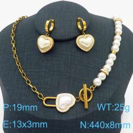 Stainless steel O-chain splicing string pearl chain OT buckle heart shaped accessory jewelry temperament gold set