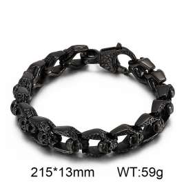 Punk style black stainless steel skull jewelry Hip hop rock men's bracelet