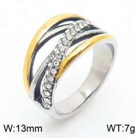 Vintage Stainless Steel  Gold Paved CZ Stone RIngs for Women