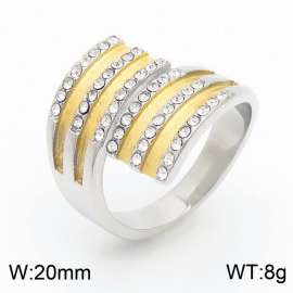 Vintage Stainless Steel  Gold CZ Stone RIngs for Women