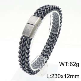 230mm Men Casual Oxidized Black Stainless Steel Herringbone Chain Bracelet
