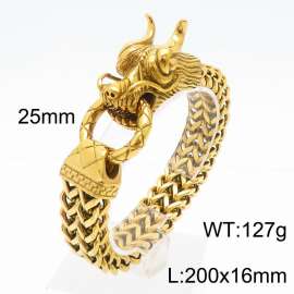 200mm Men Punk Gold-Plated Chinese Dragon Head Clasp Bracelet