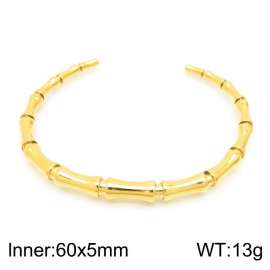 Gold Solid Bamboo Joint Open C-shaped Bracelet