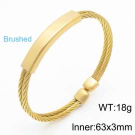 Brushed Double Mesh Silk Chain Open Bangle for Women Stainless Steel Fashion Jewelry