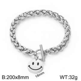 Stainless steel OT buckle smiley face bracelet