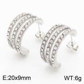 Stainless Steel Semi-Circular Zirconia Stud Earrings Gift for Women