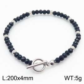 20cm OT Link Chain Stainless Steel Bracelect With Silver Color Beads Accessories