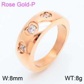 Rose Gold Plated Stainless Steel Cubic Zirconia Ring Personalized Jewelry For Men And Women