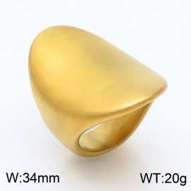 Oval Simplicity Brushed Women Stainless Steel Ring Gold Color