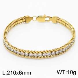 French luxury CNC diamond-encrusted gold stainless steel lady bracelet