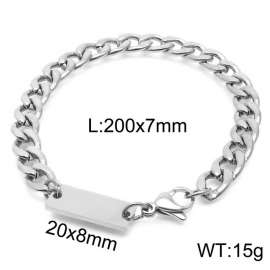 Silver Color 7mm Cuban Chain ID Bracelet