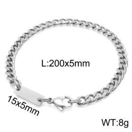 Stainless steel 200x5mm cuban chain lobster clasp classic do it yourself own silver bracelet