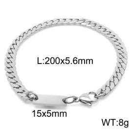 Stainless steel 200x5.6mm cuban chain lobster clasp classic do it yourself own silver bracelet