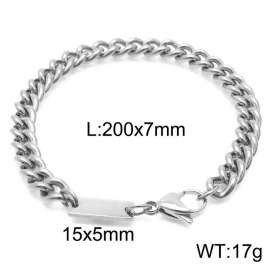 Stainless steel 200x7mm cuban chain lobster clasp classic do it yourself own silver bracelet