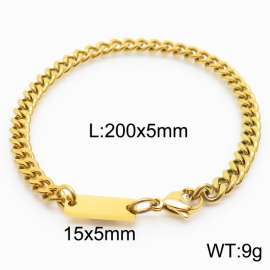 Stainless steel 200x5mm cuban chain lobster clasp classic do it yourself own gold bracelet