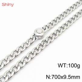 Hip hop style stainless steel 70cm polished Cuban chain steel color necklace for men