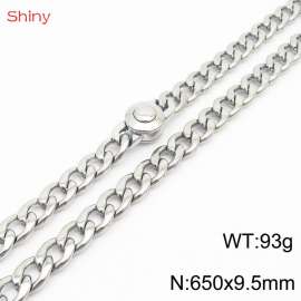 Hip hop style stainless steel 65cm polished Cuban chain steel color necklace for men