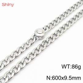 Hip hop style stainless steel 60cm polished Cuban chain steel color necklace for men