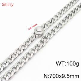 Hip Hop style stainless steel 70cm polished diamond Cuban chain steel color necklace for men