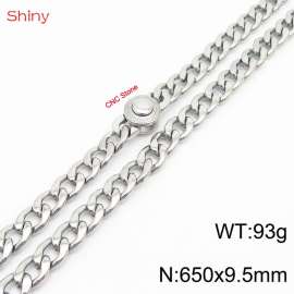 Hip Hop style stainless steel 65cm polished diamond Cuban chain steel color necklace for men