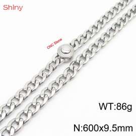 Hip Hop style stainless steel 60cm polished diamond Cuban chain steel color necklace for men