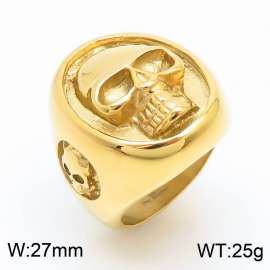 Skull Stainless Steel Charm Ring Gold Color