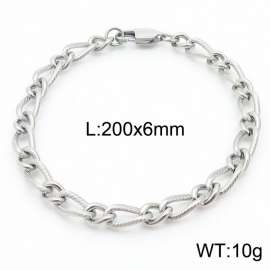 200×6mm Silver Color Stainless Steel Link Chain Charm Bracelets For Women Men