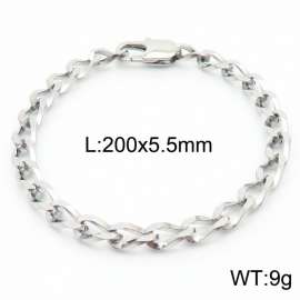 200×5.5mm Silver Color Stainless Steel Cuban Chain Trendy Bracelets For Women Men