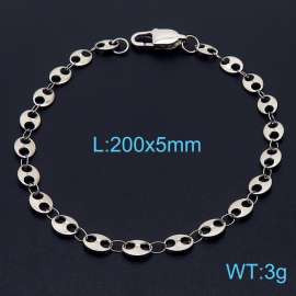 200×5mm Silver Color Stainless Steel Wafer Chain Stylish Bracelets For Women Men