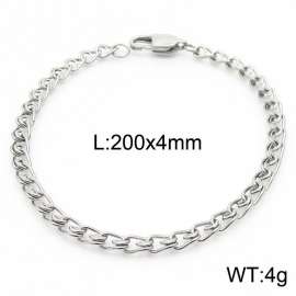 200×4mm Silver Color Stainless Steel Link Chain Stylish Bracelets For Women Men