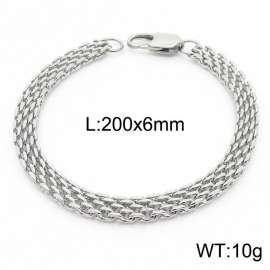 200×6mm Silver Color Stainless Steel Woven Mesh Chain Stylish Bracelets For Women Men