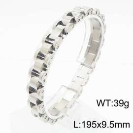 Punk Personalized Stainless Steel 195 × 9.5mm men's titanium steel silver bracelet