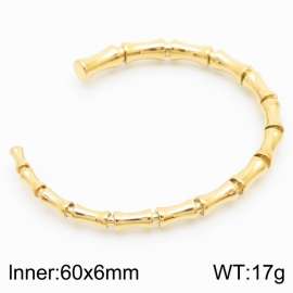 Fashionable stainless steel bamboo joint C-shaped opening adjustable charm gold bracelet