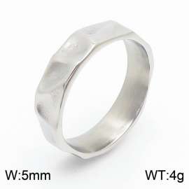 silver color irregular wave ring men's fashion simple concave and convex surface stainless steel jewelry