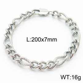 7mm fashionable stainless steel 3:1 patterned side chain bracelet