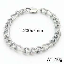 7mm fashionable stainless steel 3:1 patterned side chain bracelet