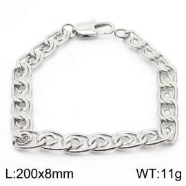 8mm Fashion Stainless Steel Paper Clip Chain Steel Color Bracelet