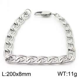 8mm fashionable stainless steel edge pressing paper clip chain steel color bracelet