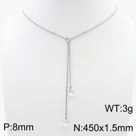 Fashion stainless steel 450 × 1.5mm O-chain hanging tassel hanging white transparent water brick pendant charm silver necklace